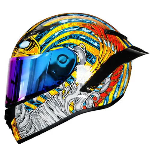 A.rainbow visor Фараон стиль мотоциклетный шлем для гонок полный уход за кожей лица Шлем Capacete каско мото каск Motocicleta Мотокросс змея DOT утвержден - Цвет: A.rainbow visor
