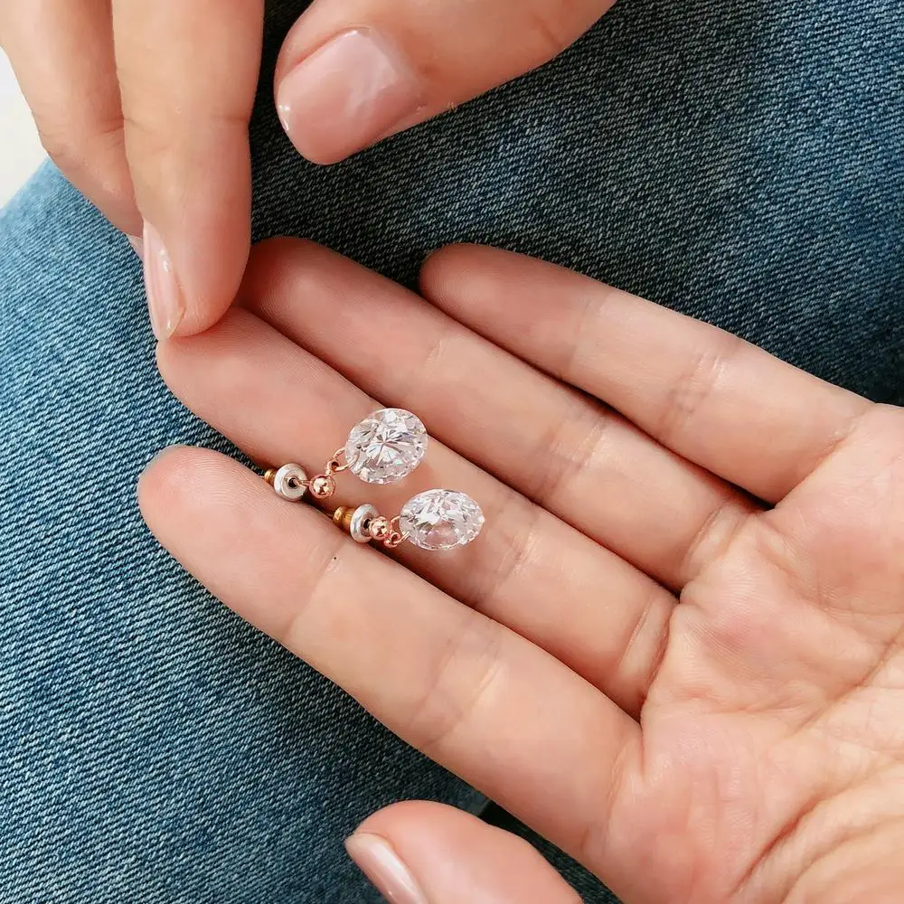 Женские классические серьги-капельки DAN'S ELEMENT прозрачные серьги с фианитом