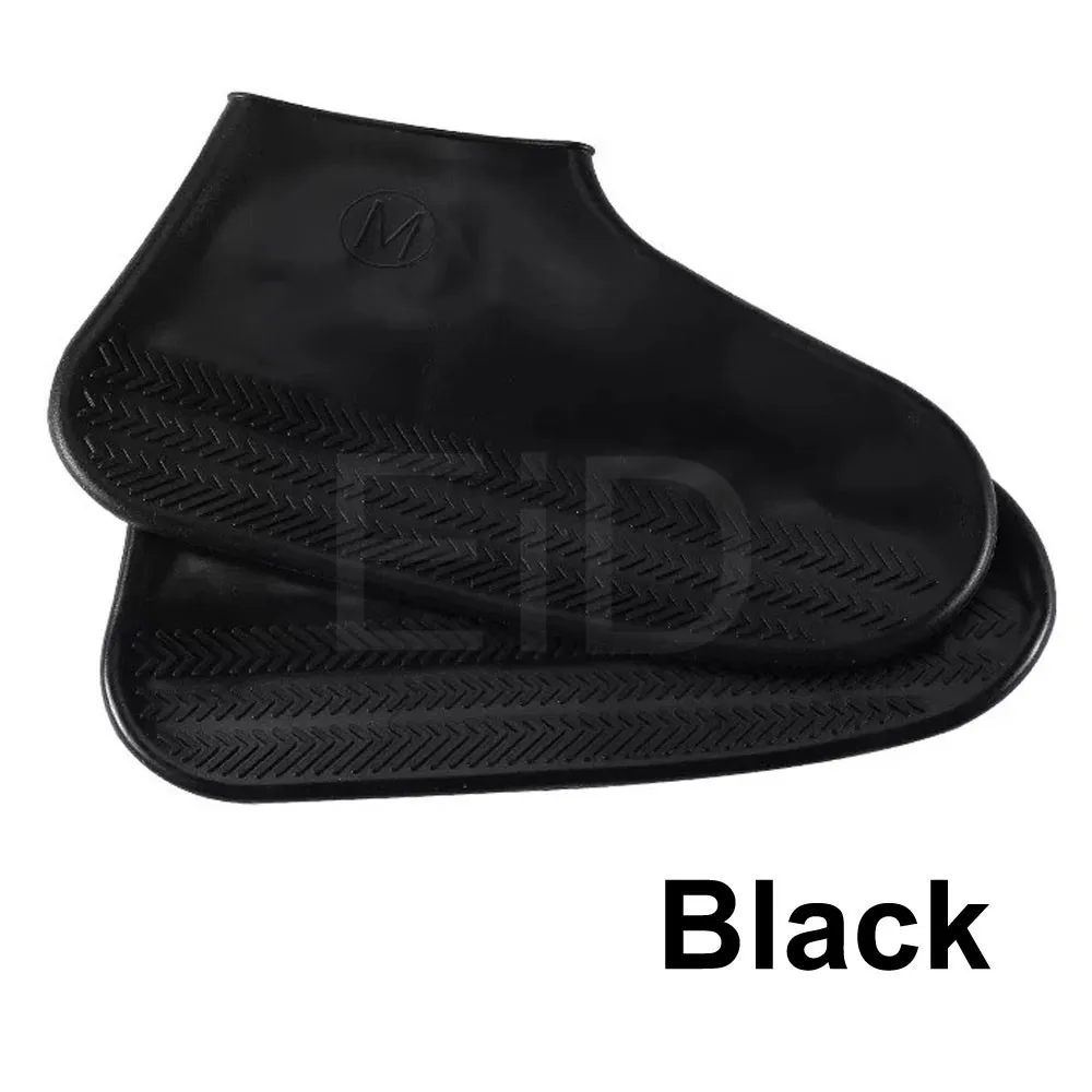 EiD practical Reusable Silicone Waterproof Rain Shoe Cover durable Outdoor Rainproof Hiking Skid-proof Cycling Sport Shoe Cover - Color: Black