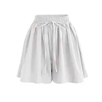 white OMW8001 Юбка шорты новые летние размера плюс шифоновые Повседневные свободные эластичные с высокой талией женские широкие шорты 5xl 6xl - Цвет: white OMW8001