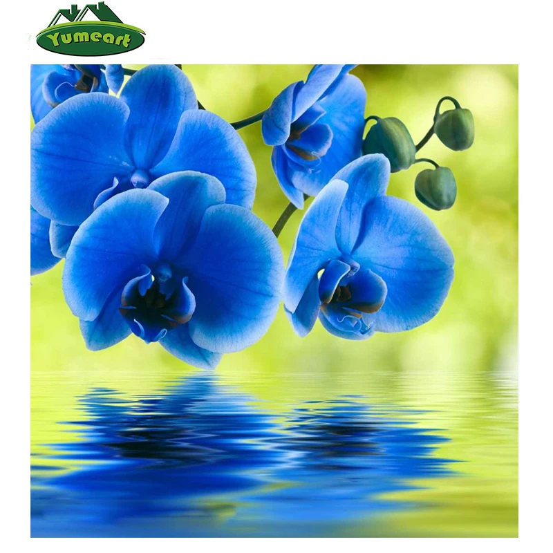 YUMEART 5D алмазная вышивка сделай сам картина с голубыми орхидеями стразы Набор для