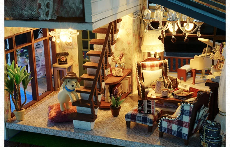 Cutebee DIY миниатюрный дом с мебели светодиодный музыкальный пылезащитный чехол модель строительные блоки игрушки для детей Casa De Boneca