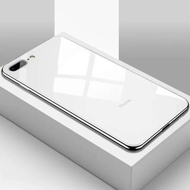 Белый Противоударный чехол из закаленного стекла для iPhone 7 Plus 7 Plus 8 8Plus 6s iPhone7 iPhone8 чехол для Coque iPhone XS MAX XR 10 стеклянный чехол - Цвет: Белый