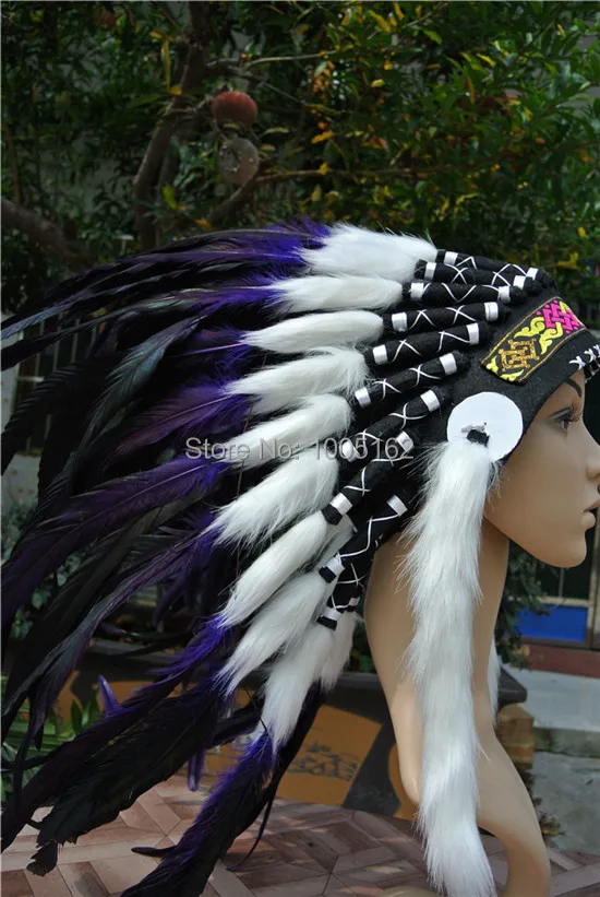 Головной убор ручной работы с перьями 21 дюйм фиолетовый и черный перышки костюмы