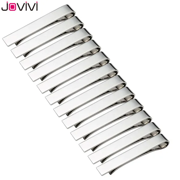 Jovivi Мужской зажим для галстука из нержавеющей стали для тощих 1,6 дюймов/регулярные связи 2,1 дюймов, серебристые/черные/золотистые валентинки - Окраска металла: 12pcs Silver 54x8mm