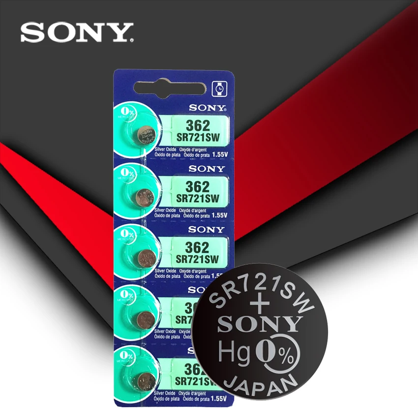5 шт. sony 362 SR721SW V362 GP62 AG1 1,55 в оксид серебра часы батарея SR721SW 362 Кнопка монетница Сделано в Японии