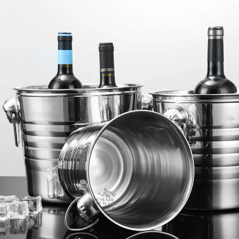 1L-7L высококачественное ведро для льда из нержавеющей стали с ситечком& ледяной Тонг