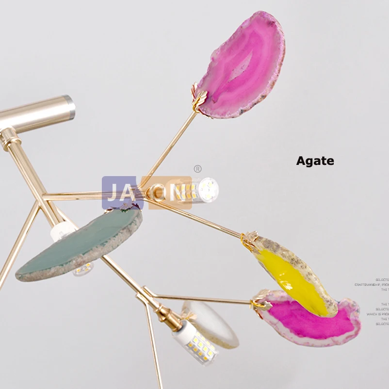 G4 led железные в стиле постмодерн Агатовая люстра светлячок. Люстра освещение подвесной светильник Lampen Lustre для столовой фойе