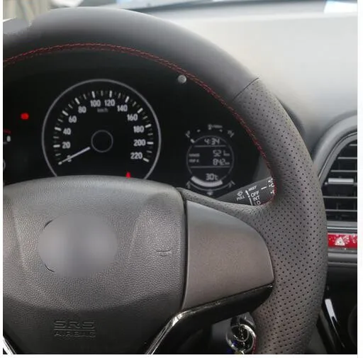 Черная искусственная кожа Чехол рулевого колеса автомобиля для Honda новый Fit город