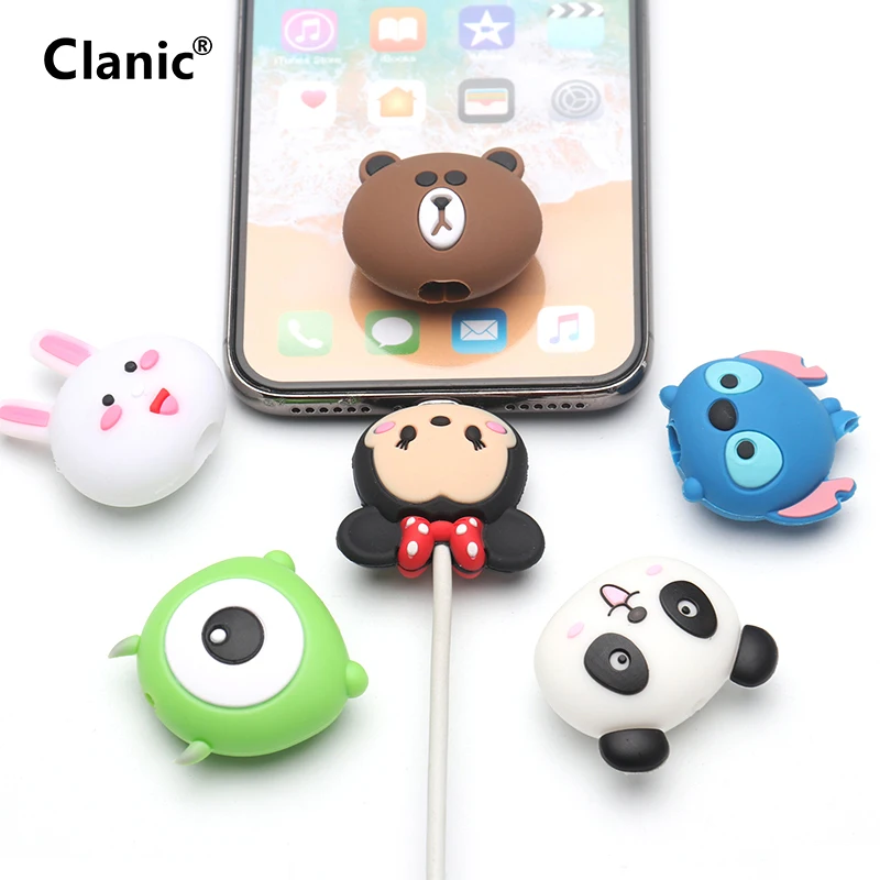 Милый мультфильм animel кабель протектор для iphone usb кабель chompers держатель зарядное устройство провода Органайзер аксессуары для телефонов Прямая поставка