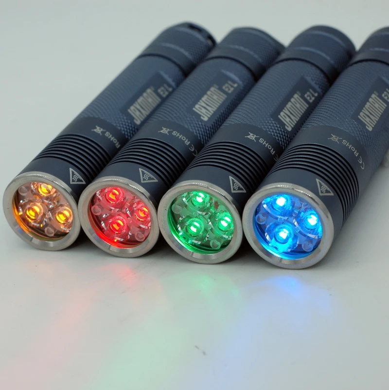 JAXMAN E2L цвет 3LED TIR объектив красный зеленый синий желтый светильник 18650 вспышка светильник