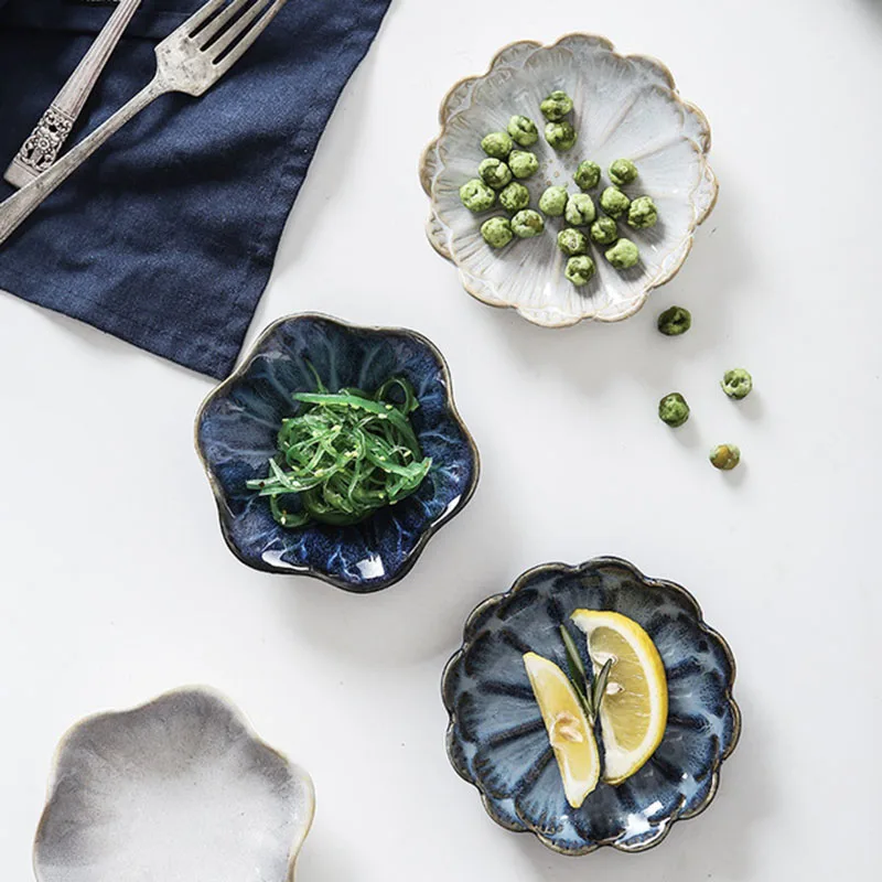 Блюдо для приправ в европейском стиле форме цветка глазурное блюдо фруктов