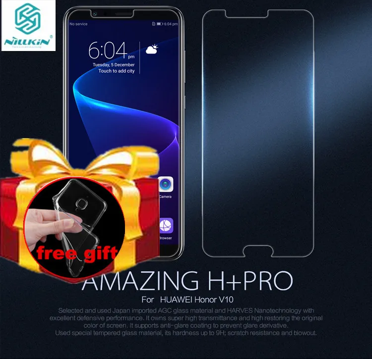 CaseGift) Nillkin Amazing H + Pro 0 2 мм 2.5D Закаленное стекло для Huawei Honor V10 Защита экрана View 10