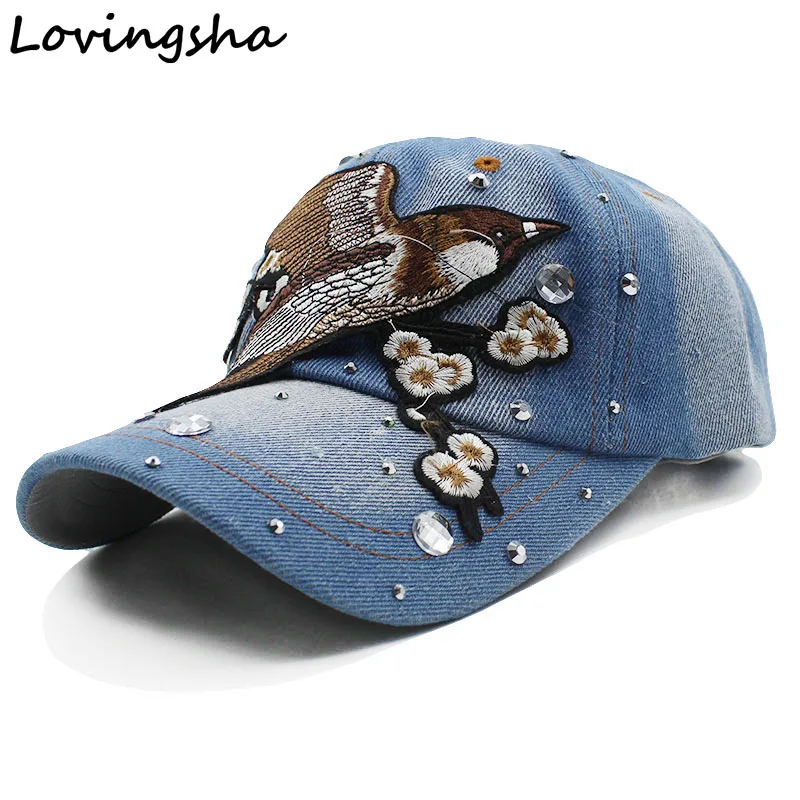 Lovingsha цветочный Бейсбол Кепки Snapback Лето Весна Стразы для девочек установлены Для