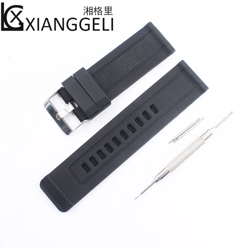 

Watch accessories 24mm silicone watch with flat direct pin buckle Suitable for men's casual fashion sports brand rubber strap