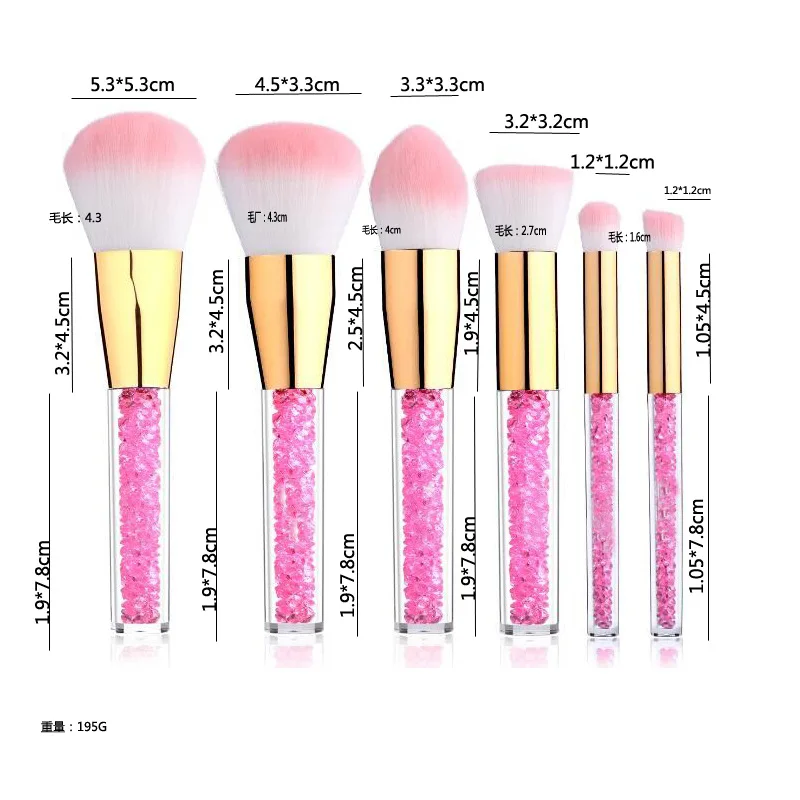 6 шт. блестящие кисти для макияжа с акриловой ручкой|brush kit|make upmakeup brushes |
