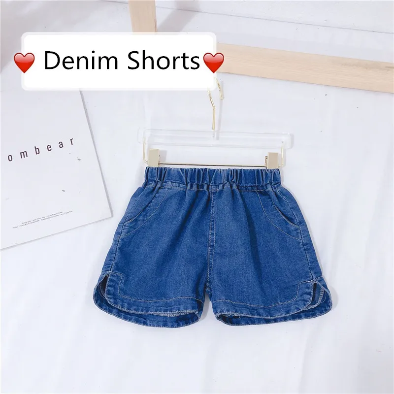 Детские джинсовые шорты для девочек свободные с карманами штаны синие джинсы