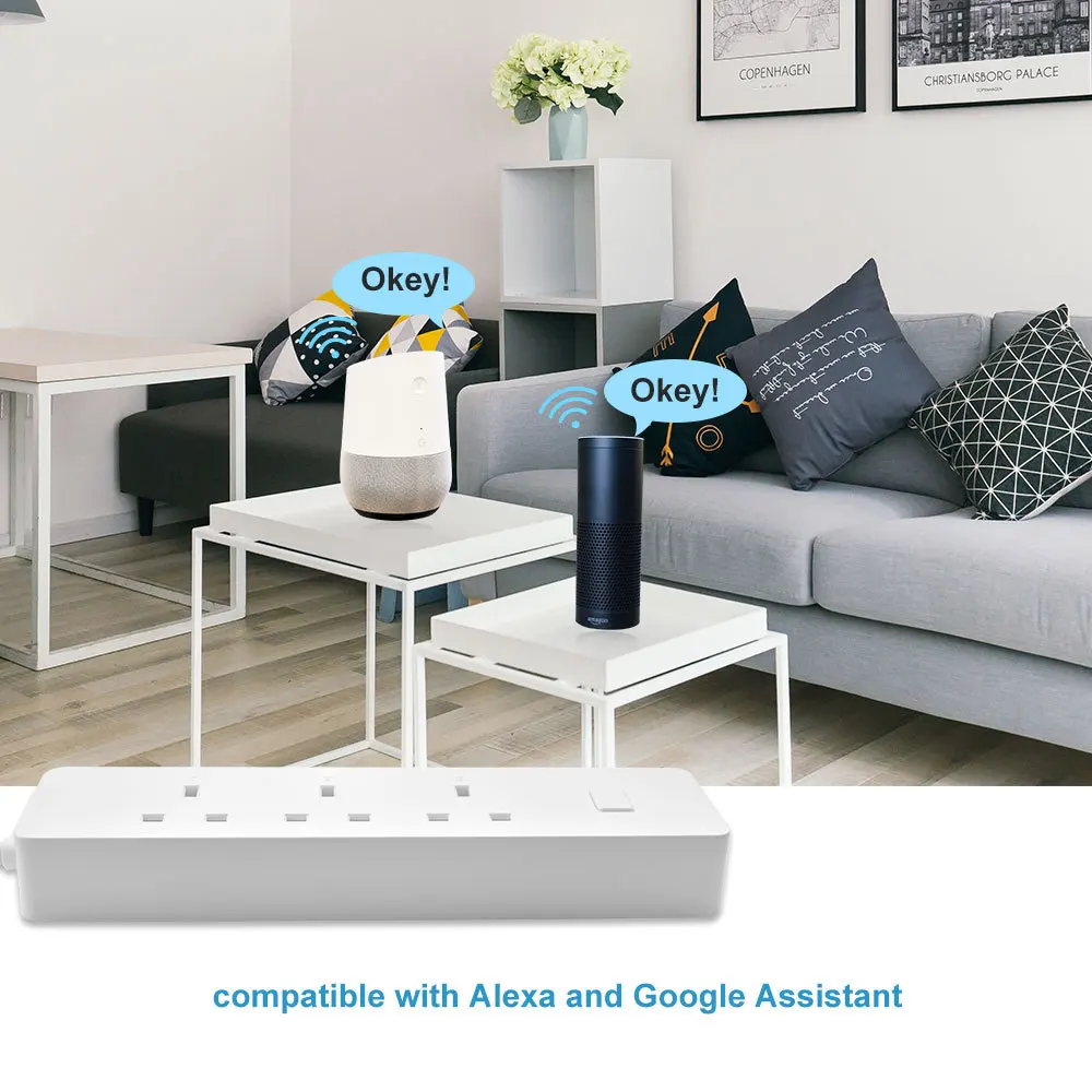 WiFi умная лента питания 3AC EU/UK розетка 2USB зарядное устройство удлинитель