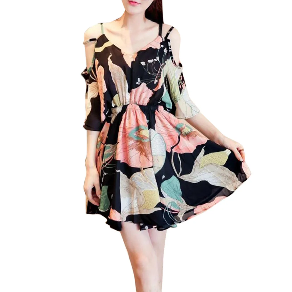 Женское пляжное платье в стиле бохо летнее облегающее с коротким рукавом и