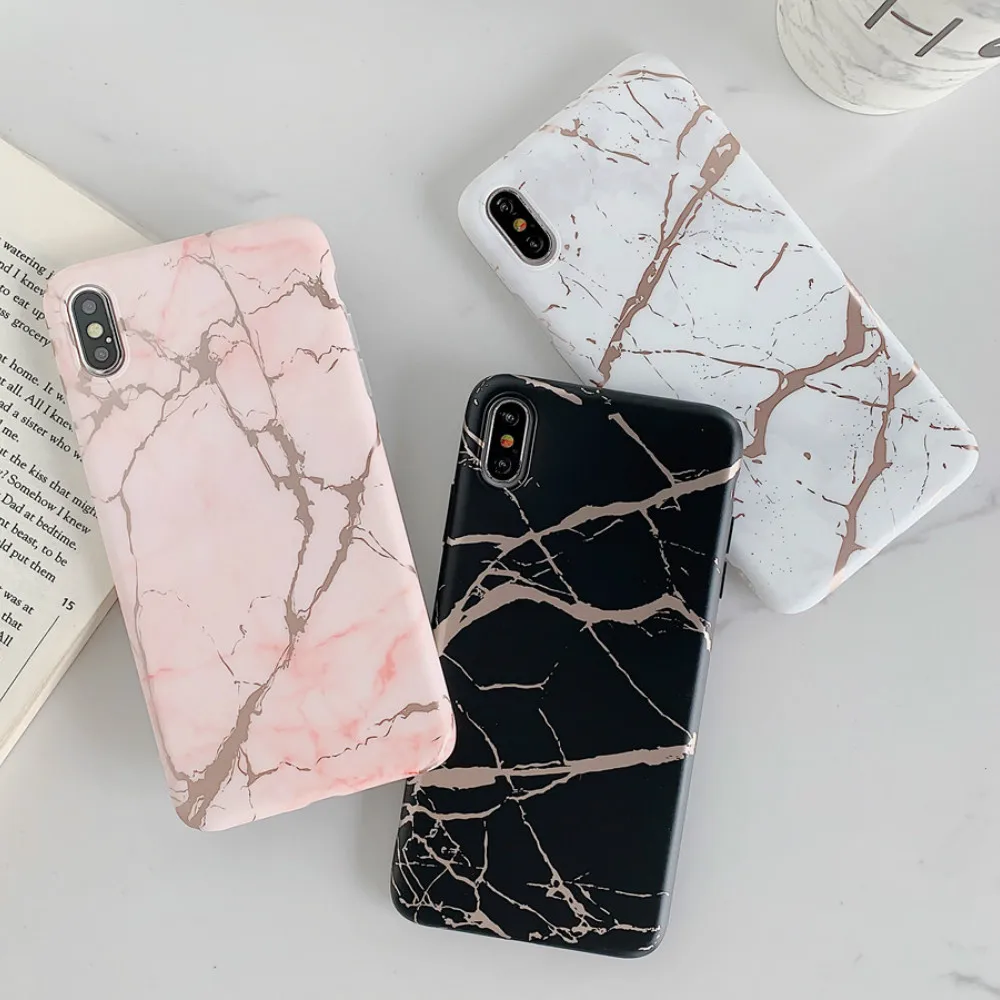 Для iPhone 8 7 6s 6 Plus X Мягкий ТПУ силиконовый чехол с мраморным рисунком
