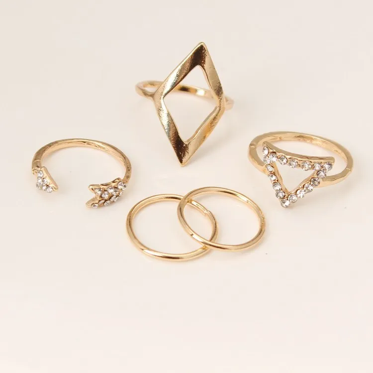 5 шт./компл. в стиле Панк Позолоченные посеребренные полые геометрический ромб