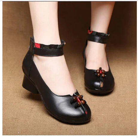 RUSHIMAN Shoes Woman 100% Genuine Leather Women Pumps Lady Round Toe Platform Shallow Mouth Size 35-41 | Обувь