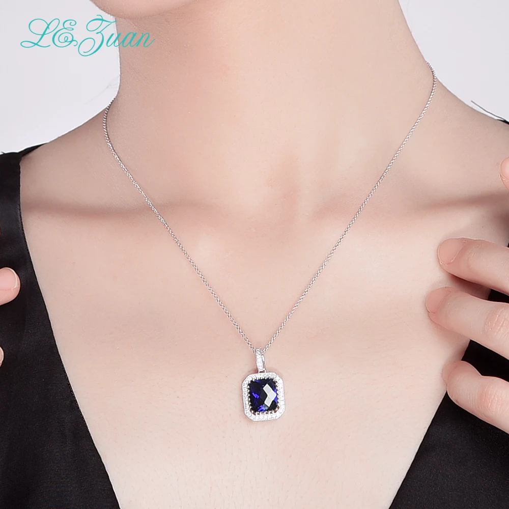 Цепочка с подвеской из серебра 925 пробы голубым камнем карата|pendants for women|pendant
