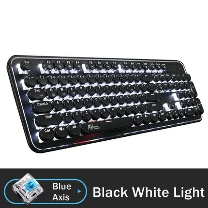 Black Blue Axis Royal Kludge RK960 Двухрежимная Проводная/Bluetooth Беспроводная механическая клавиатура Ретро круглая клавиша для настольного компьютера ноутбука планшета мобильного - Цвет: Black Blue Axis