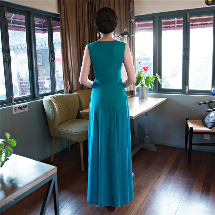 

Summer Stylish Long Cheongsam Chinese Ladies Elegant Slim Satin Rayon Qipao Novelty Dress Vestidos Size S M L XL XXL XXXL 27594A