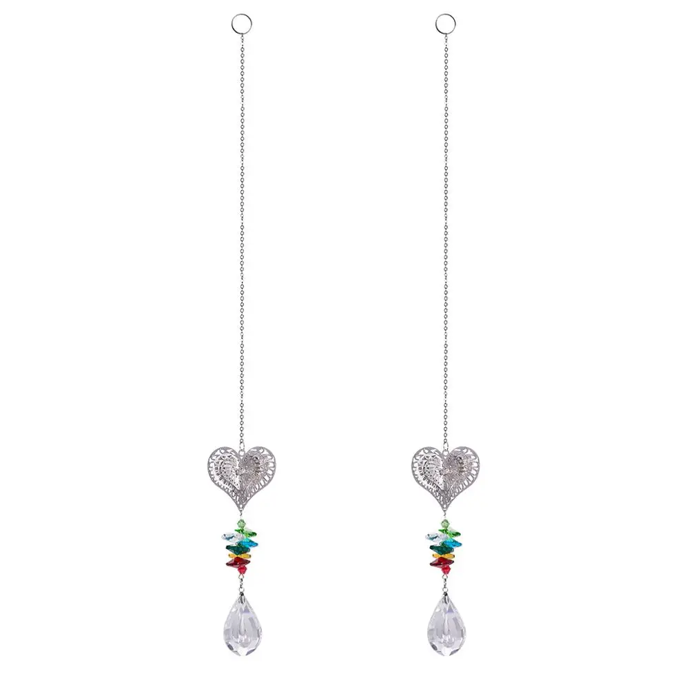 3D вогнутое сердце подвесные люстры Suncatchers для офис украшения сада висит подвески автомобиля завод окна - Цвет: type2 2pcs