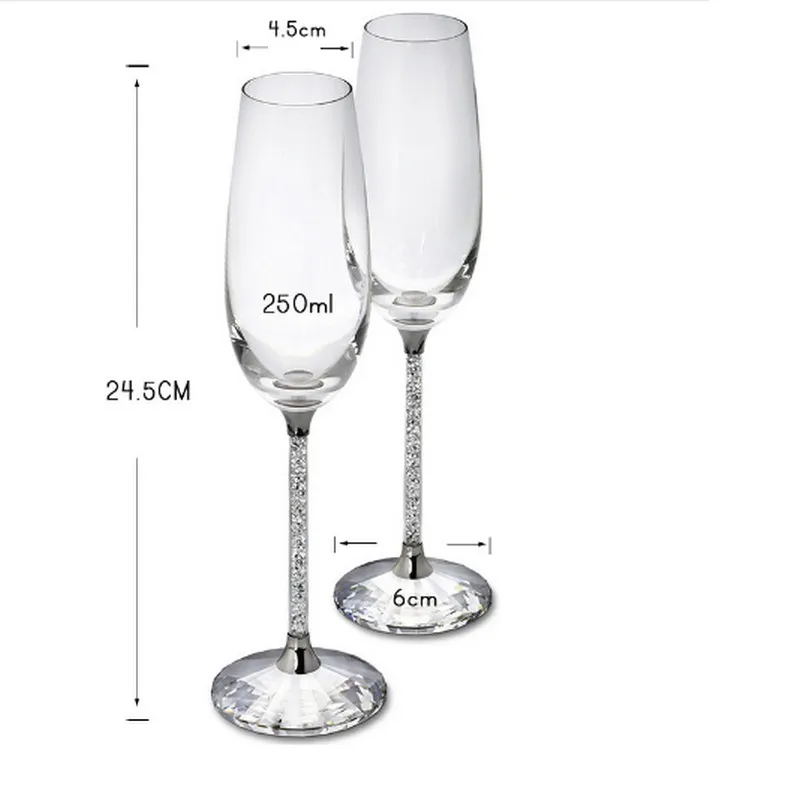 Свадебные бокалы для вина шампанского кристаллические 250 мл 2 шт. роскошные