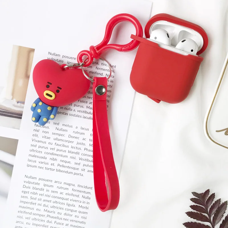 As shown in Милая веревка для телефона, гарнитура для airpods box, мягкая силиконовая сумка, веревка для крючка, красная цепочка для ключей с героями мультфильмов Love - Цвет: As shown in
