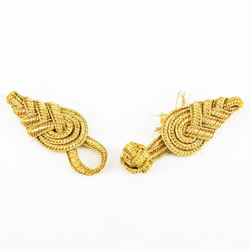 50 комплектов Плетеный Золотой металлический шнур застежка петля узлы пуговицы