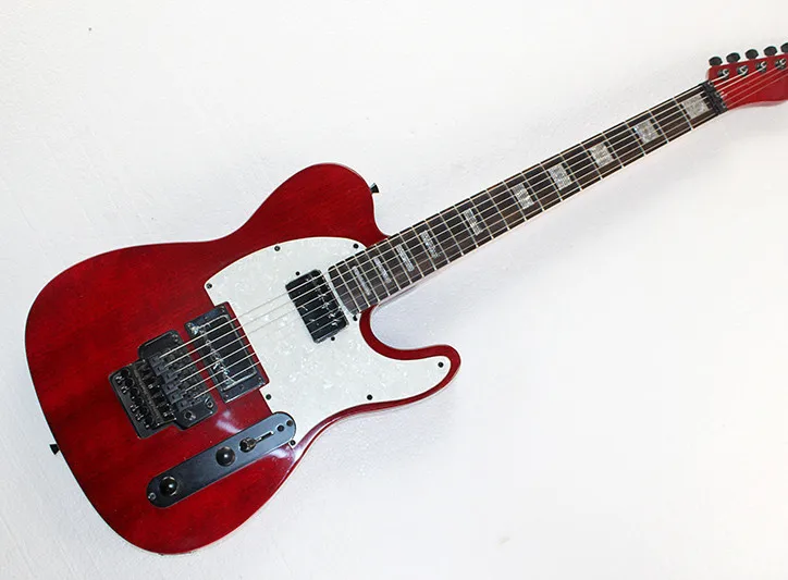 Красный корпус электрогитара с белой жемчужная Накладка для гитары палисандр