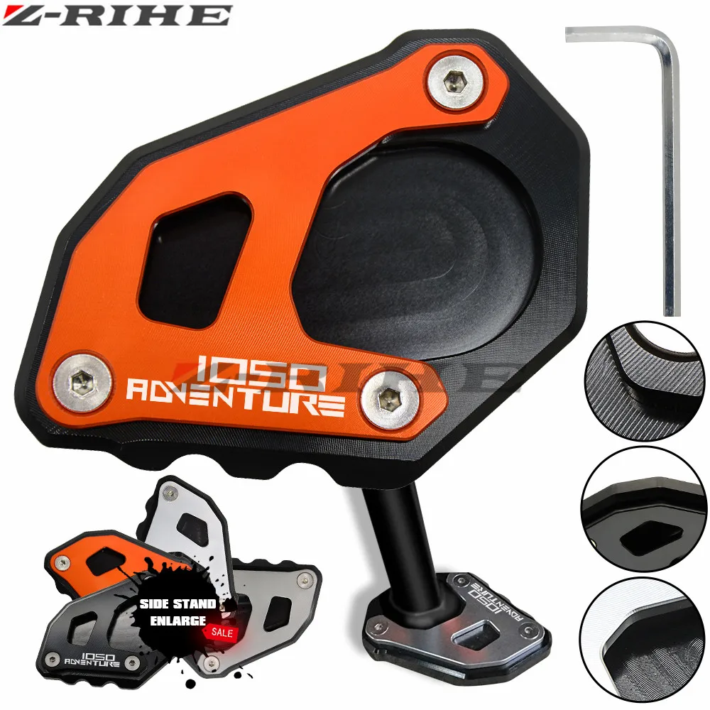 

Motorbike Accessories Aluminum For 1050 Adv Motorcycle CNC Kickstand Side Stand Extension Plate Pad For 1050 Adventure
