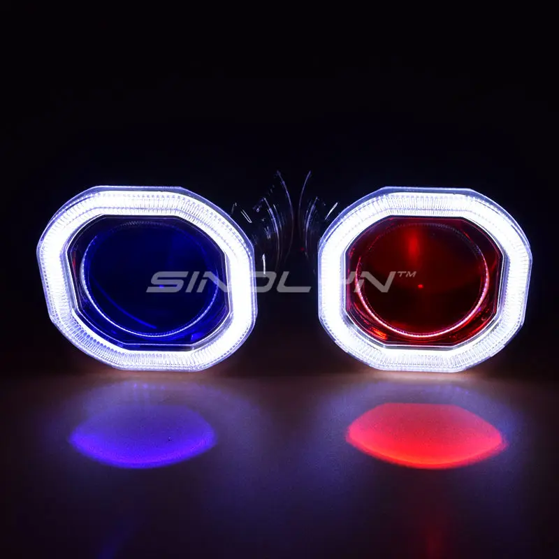 Sinolyn Mini 2,5 ''COB светодиодный ангельские глазки Halo DRL HID автомобильный проектор Объектив фары би-ксенон модифицированный черный комплект H1 H4 H7 Devil Eye