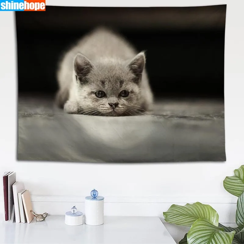 Пользовательские прекрасный кот гобелены с изображением животных настенный декоративный домашний, мебельно-декоративная ткань прямоугольник спальня настенный ковер на стену с рисунком 140X250 см - Цвет: Tapestry 11