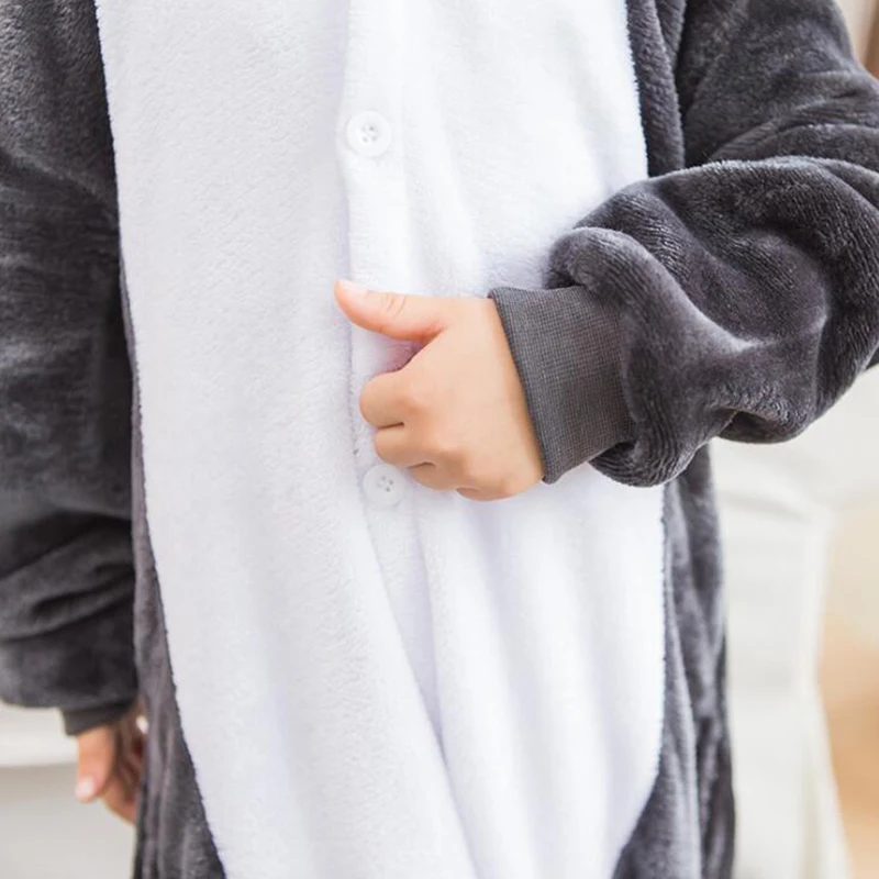 Детские серые Кигуруми для косплея гольф детские комбинезоны с мультяшным