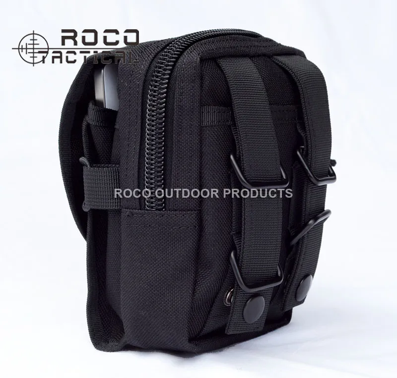 ROCOTACTICAL M1 Molle Тактические поясные сумки многофункциональные армейские компактные поясные сумки 5," Molle телефонные сумки Cordura нейлоновые черные/коричневые