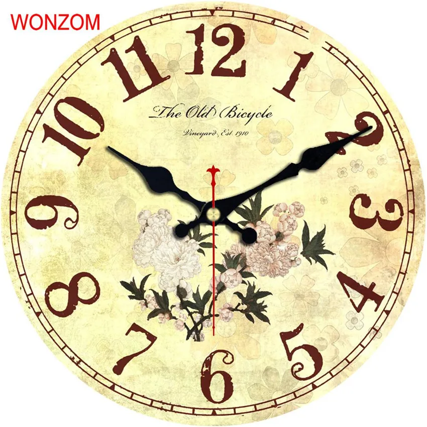 WONZOM элегантные большие настенные часы с цветочным дизайном бесшумные для