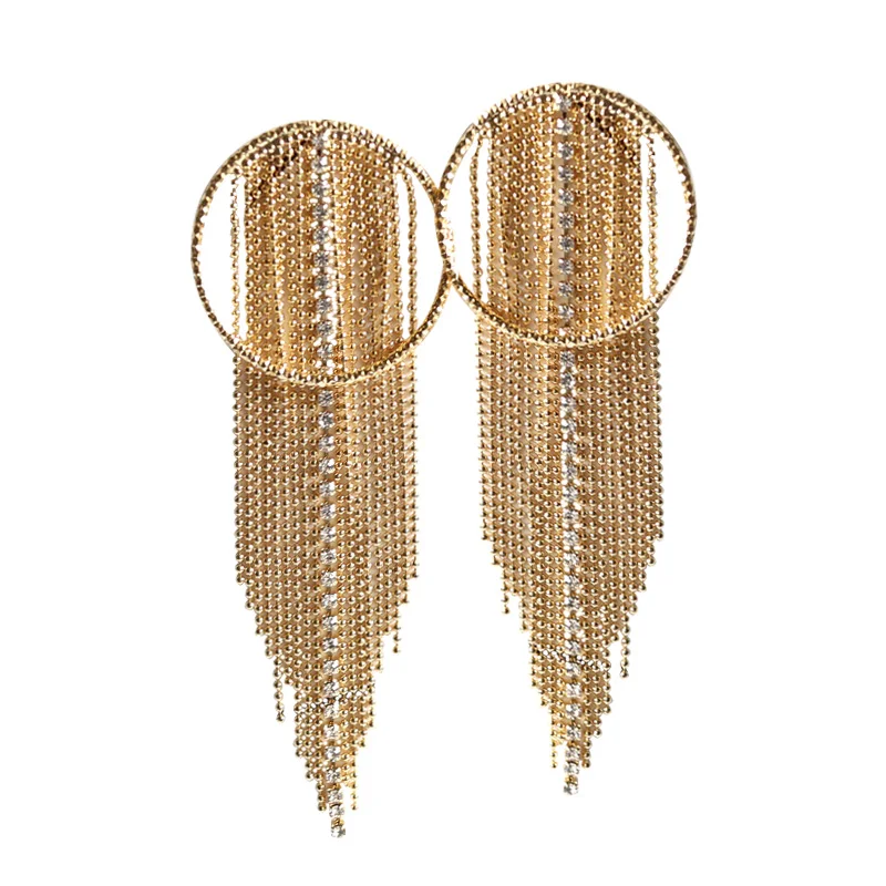 

gold fashion jewelry drop dangle tassel earrings handmade designer statement hyperbole earrings for women gift boho style