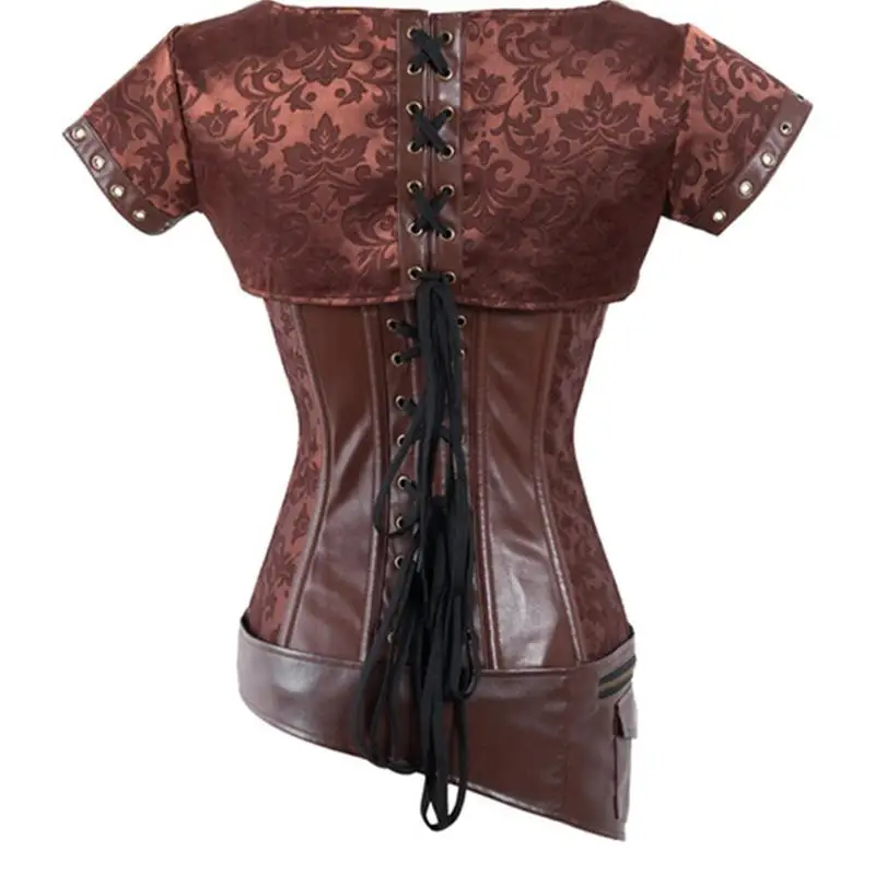 

2017 Factory Directly Plus size Gothic Clothing Corselet Vintage Retro Warrior Corset Sexy Steel Boned Brocade Steampunk Corset