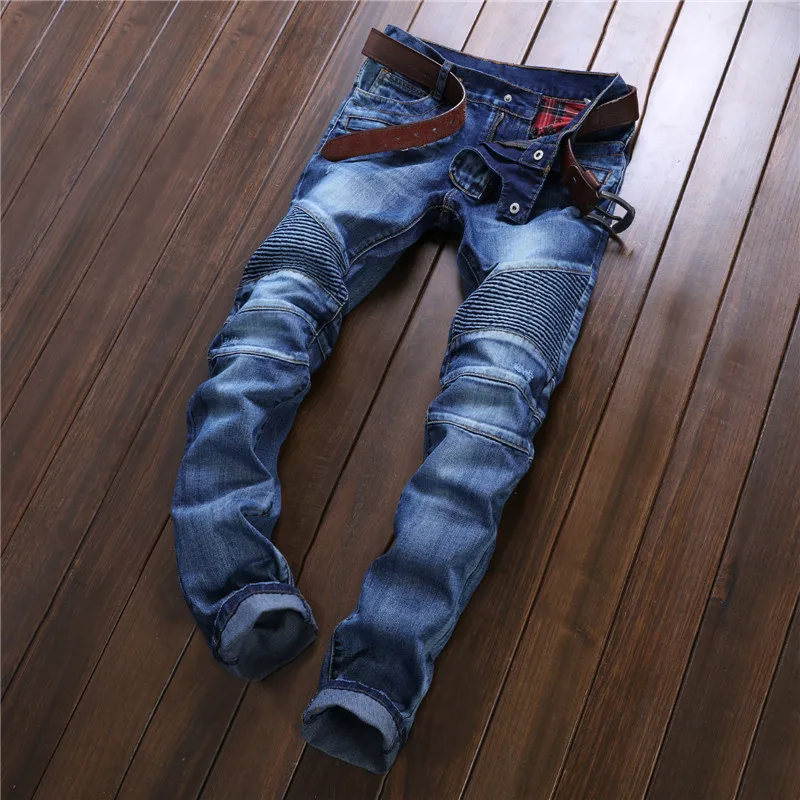 KALIPPE YACOCHY 2020 Men's Classic Jeans Knee Drape Panel Moto Biker Men Skinny Slim Male Hip Hop Denim Homme | Мужская одежда