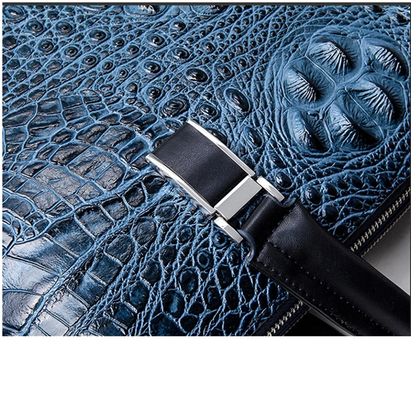 Мужской портфель с крокодиловым узором модная деловая сумка из воловьей кожи на