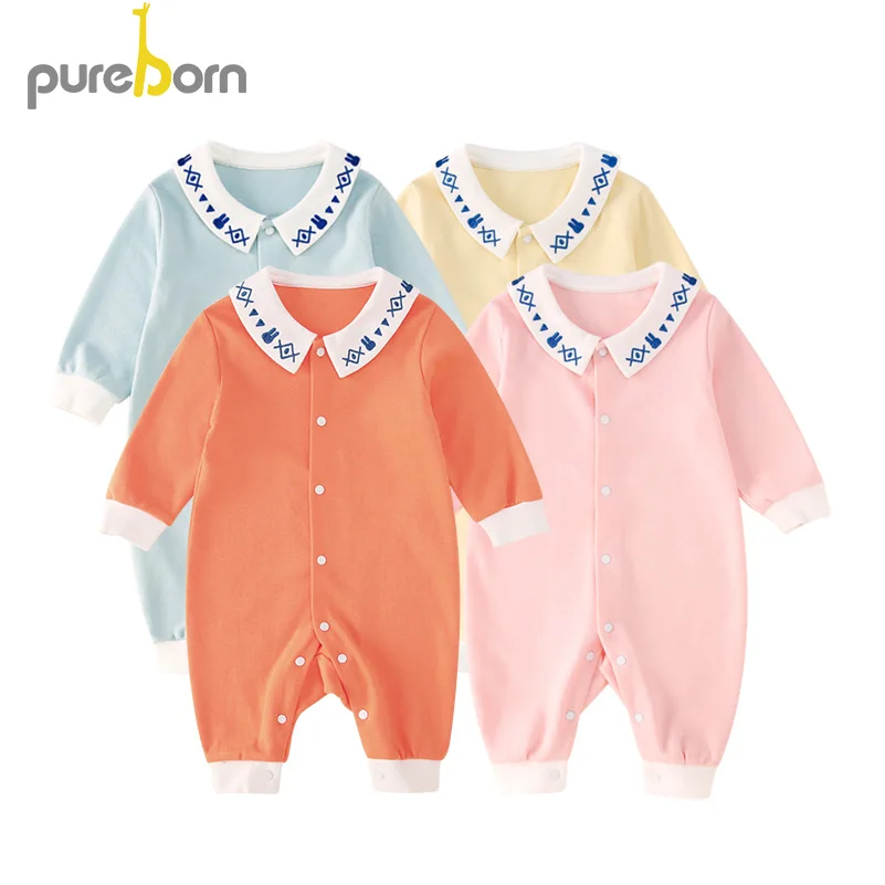 Pureborn/Детский комбинезон с длинными рукавами для малышей Одежда мальчиков и