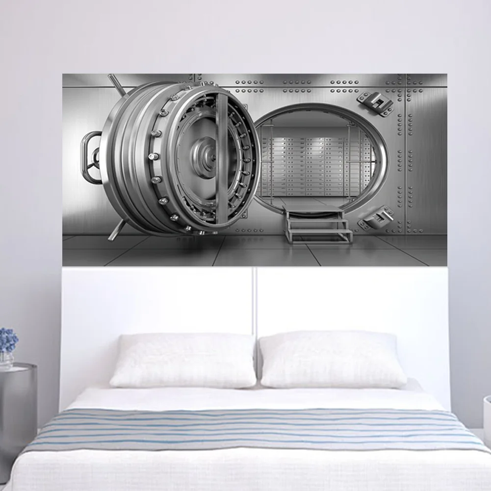 3D Наклейка на стену в виде банковского хранилища креативная фотография над