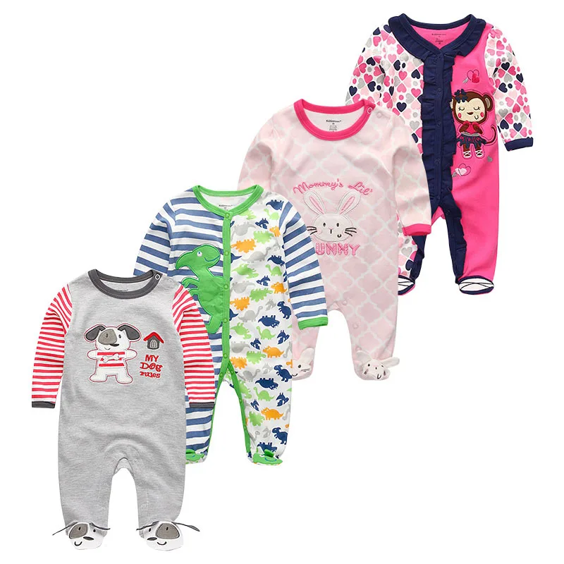 Baby Clothes4117 Г., 4 шт./партия, Одежда для новорожденных мальчиков и девочек унисекс детские комбинезоны Roupas de bebe, одежда для активных девочек от 0 до 12 месяцев пижамы с длинными рукавами - Цвет: Baby Clothes4117