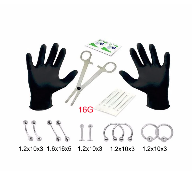 Набор инструментов для пирсинга тела 6 видов профессиональных прокола