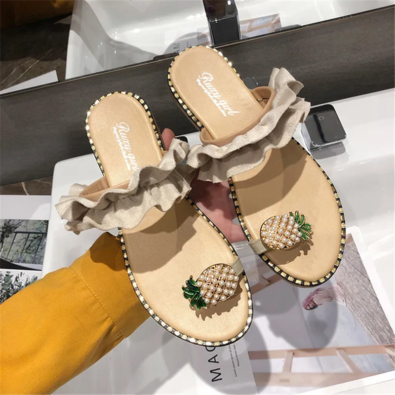 Женские декоративные вьетнамки с ананасом новинка 2019 туфли Харадзюку на плоской