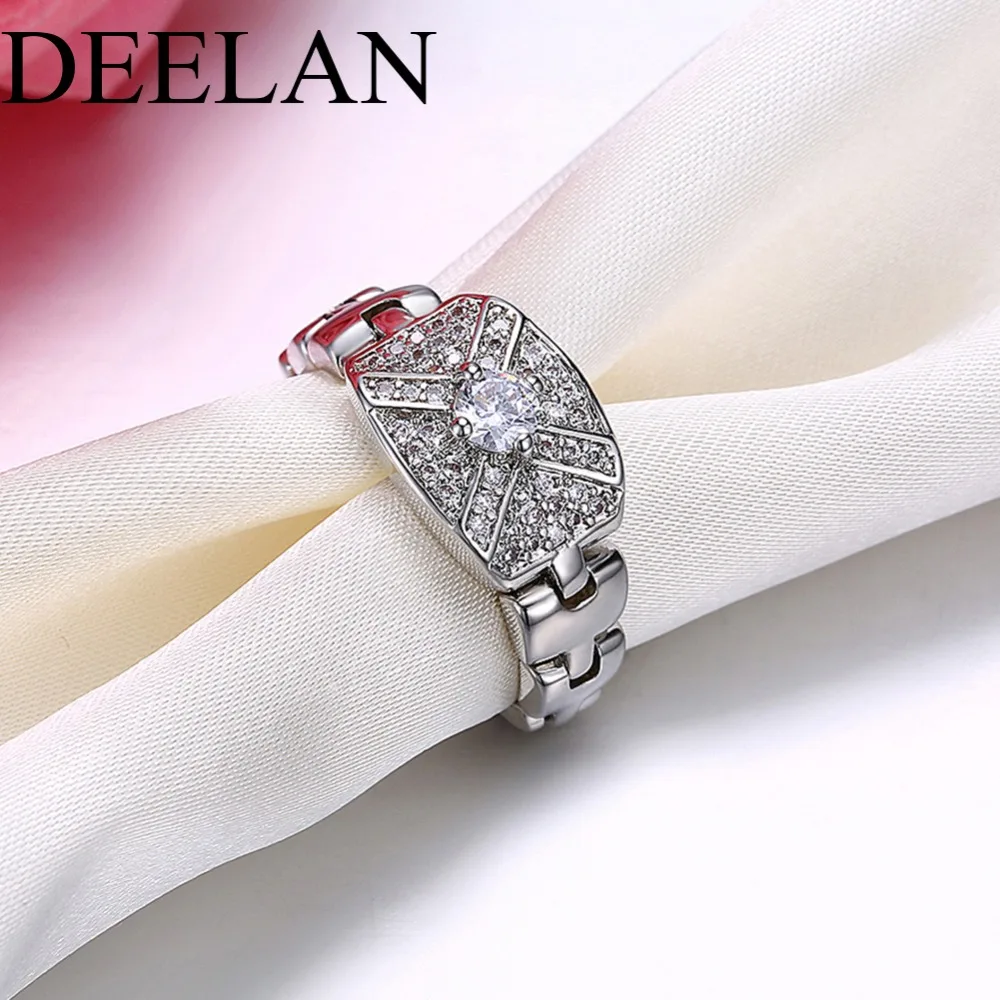 Deelan Модный Имитация часы кольцо фианит женские вечерние модные ювелирные